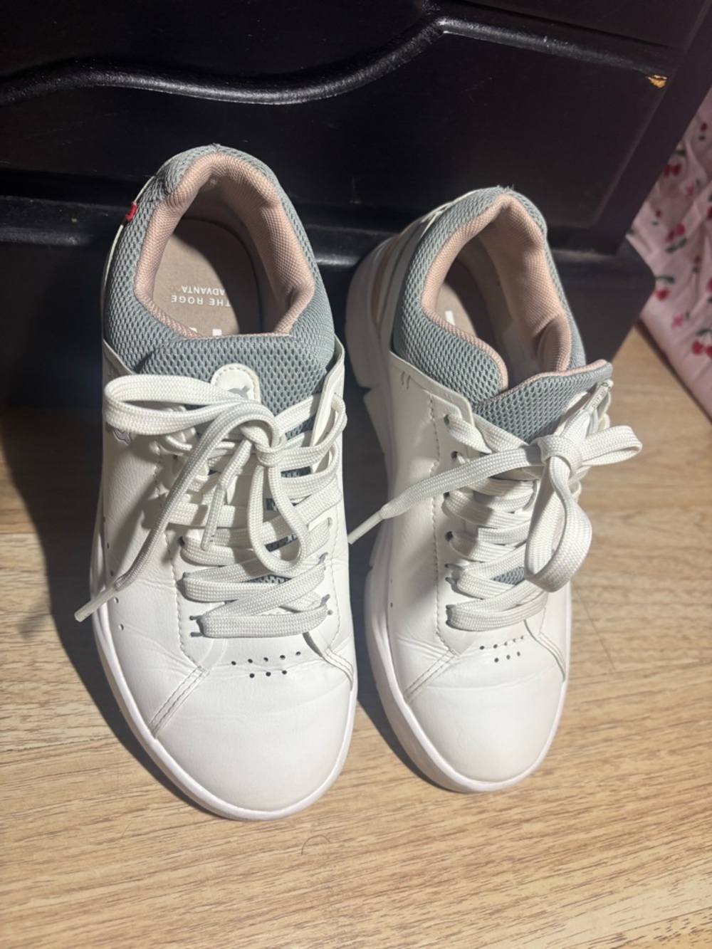 On Running Women's White Sneakers with Gray and Blush Accents